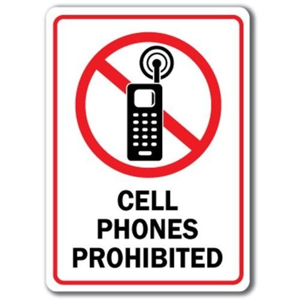 Signmission Safety Sign, 14 in Height, Plastic, 10 in Length, Cell Phones 1 MISC-Cell Phones 1